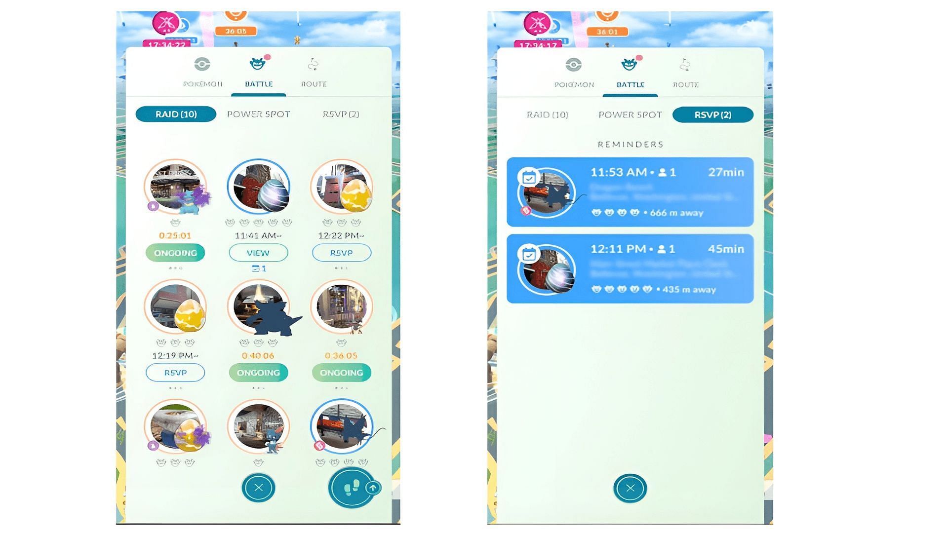 UI of Pokemon GO RSVP planner (Image via TPC)